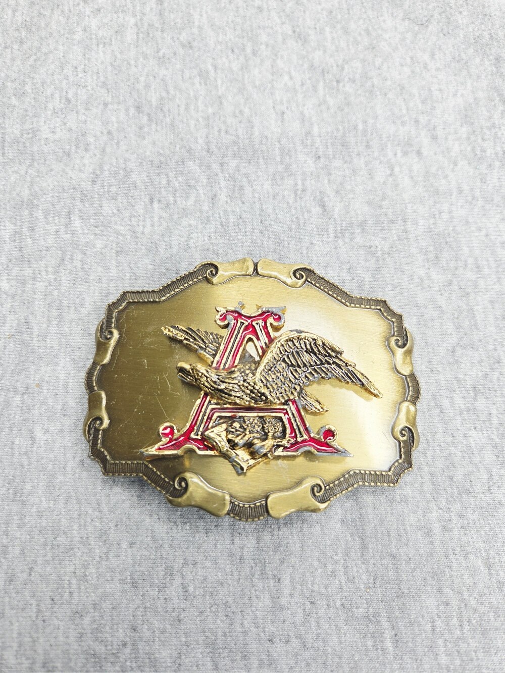 Raintree Anheuser Busch A & Eagle Brass Belt Buckle c1981